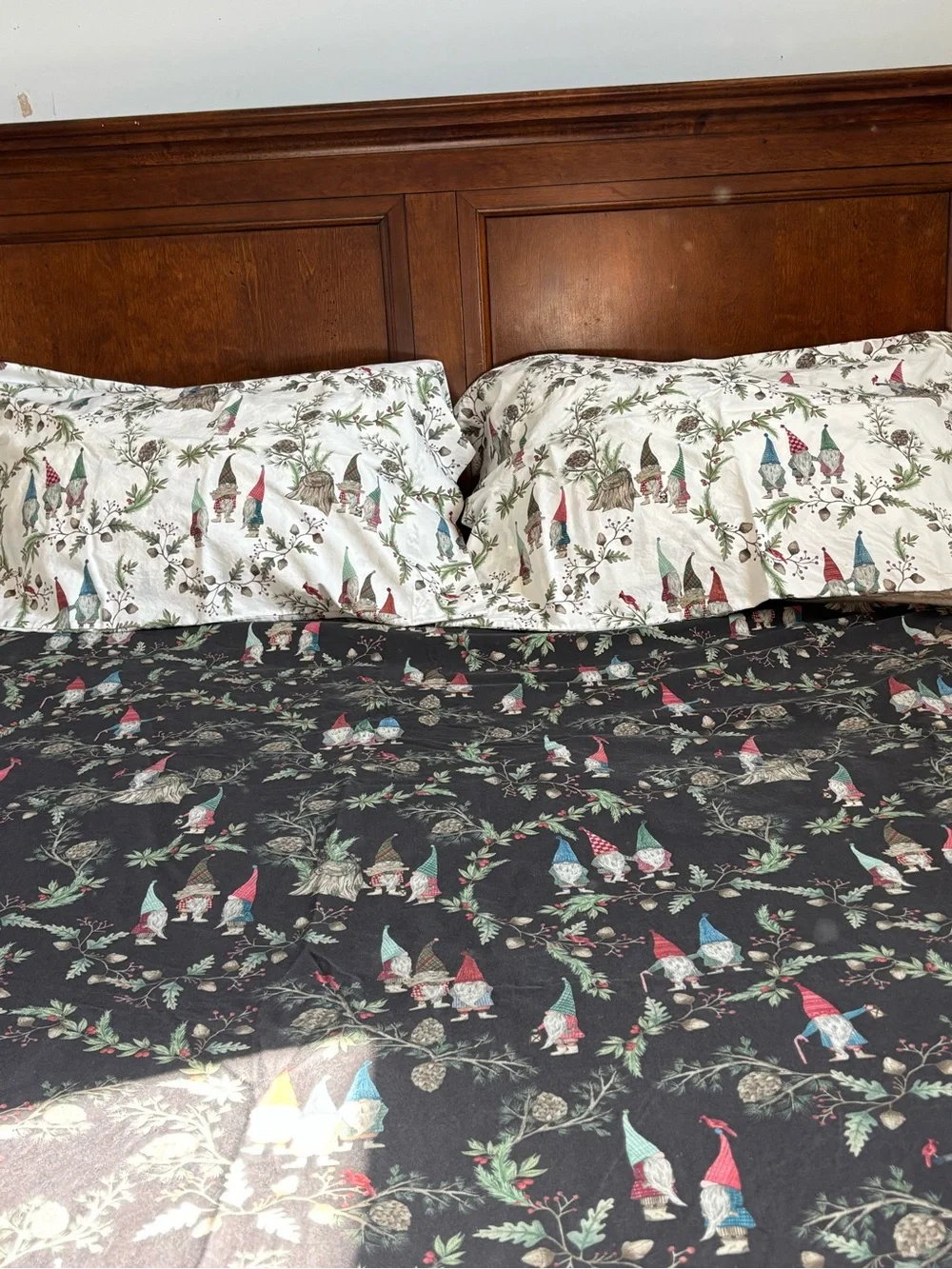 Pottery Barn Christmas Gnome Duvet Cover with Standard Pillowcases